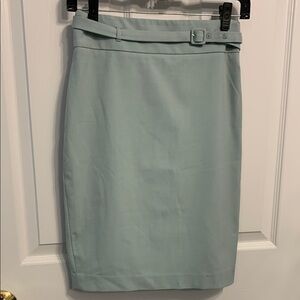 Ann Taylor Petite Pencil Skirt in Light Aqua size 0P Adjustable Belt Back Zip